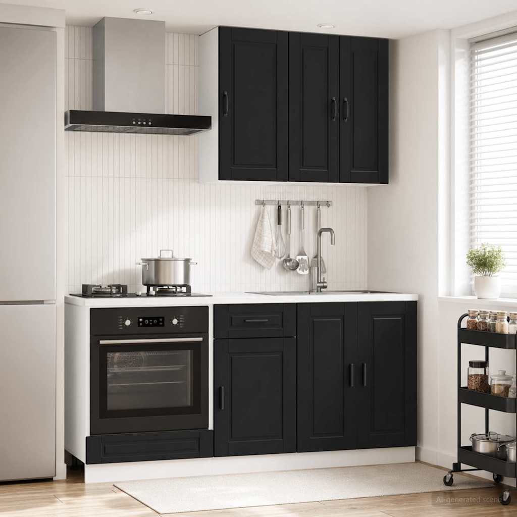 vidaXL Keukenblok PORTO 5 pcs Wit Bewerkt hout