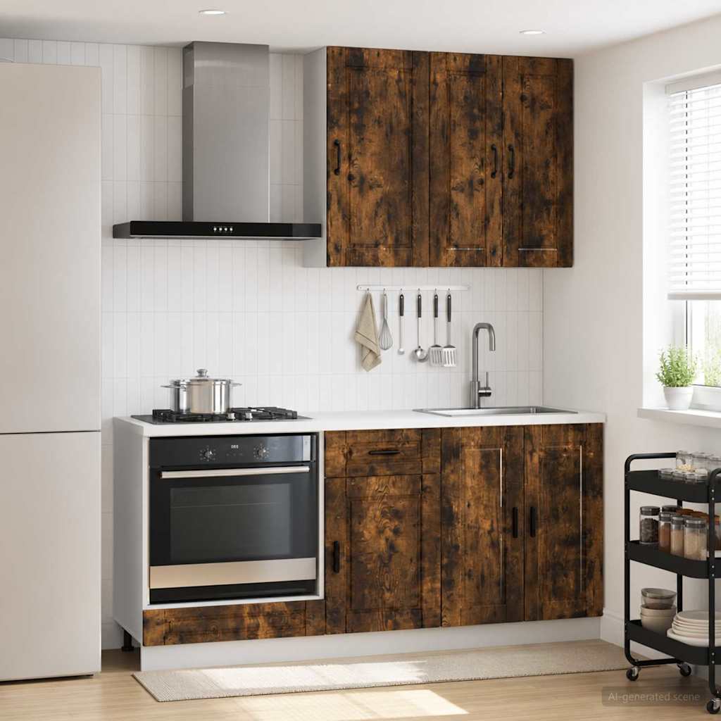 vidaXL Keukenblok PORTO 5 pcs Wit Bewerkt hout