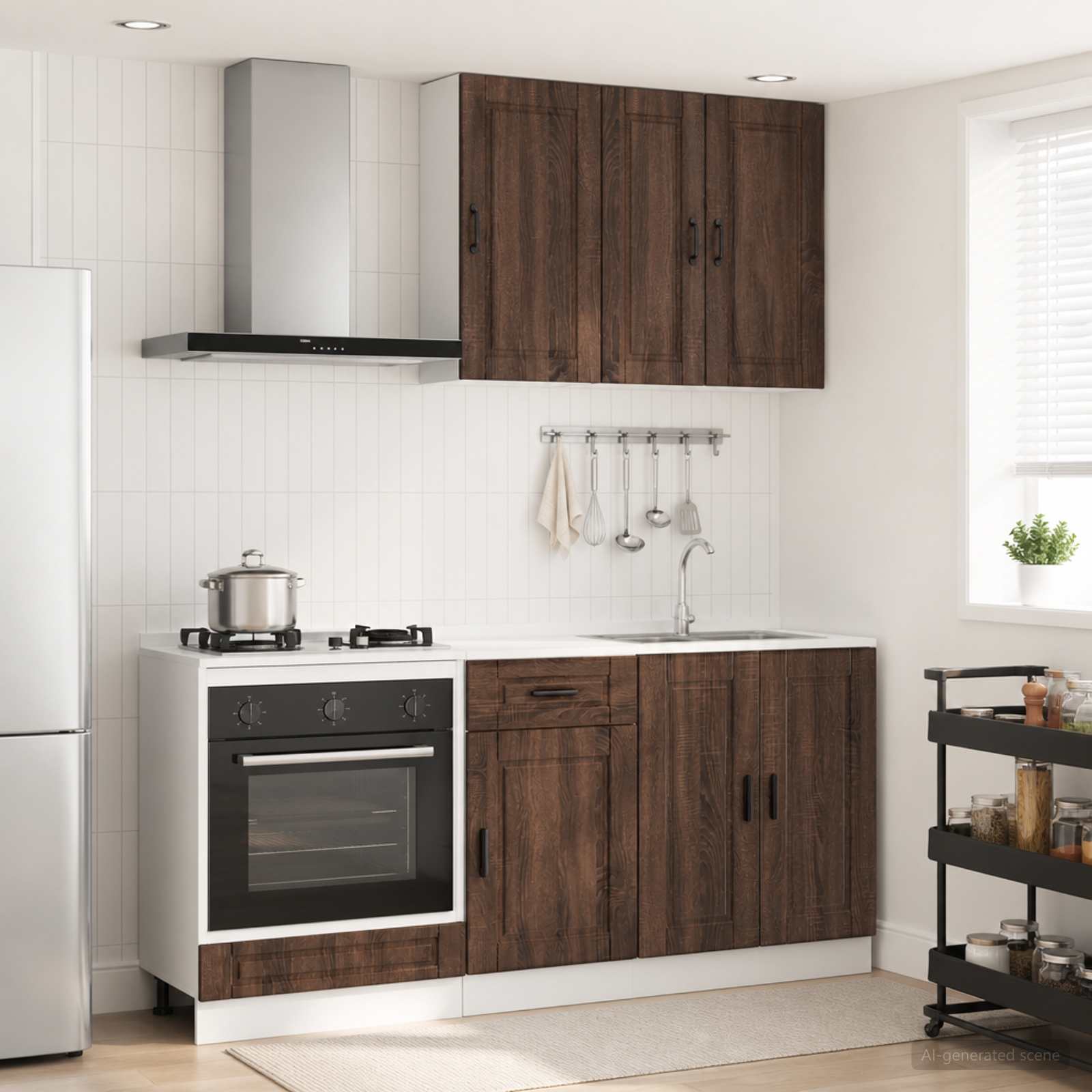 vidaXL Keukenblok PORTO 5 pcs Wit Bewerkt hout