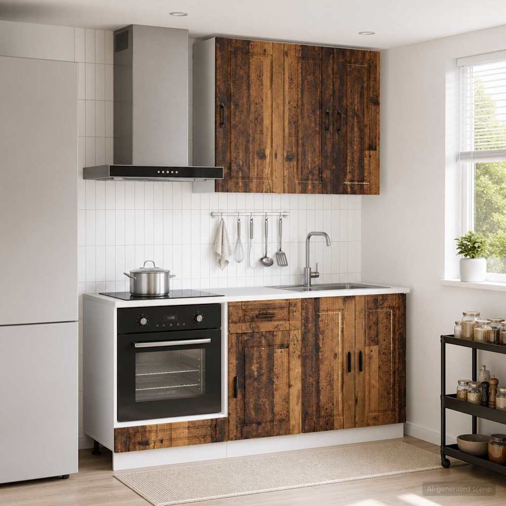 vidaXL Keukenblok PORTO 5 pcs Wit Bewerkt hout
