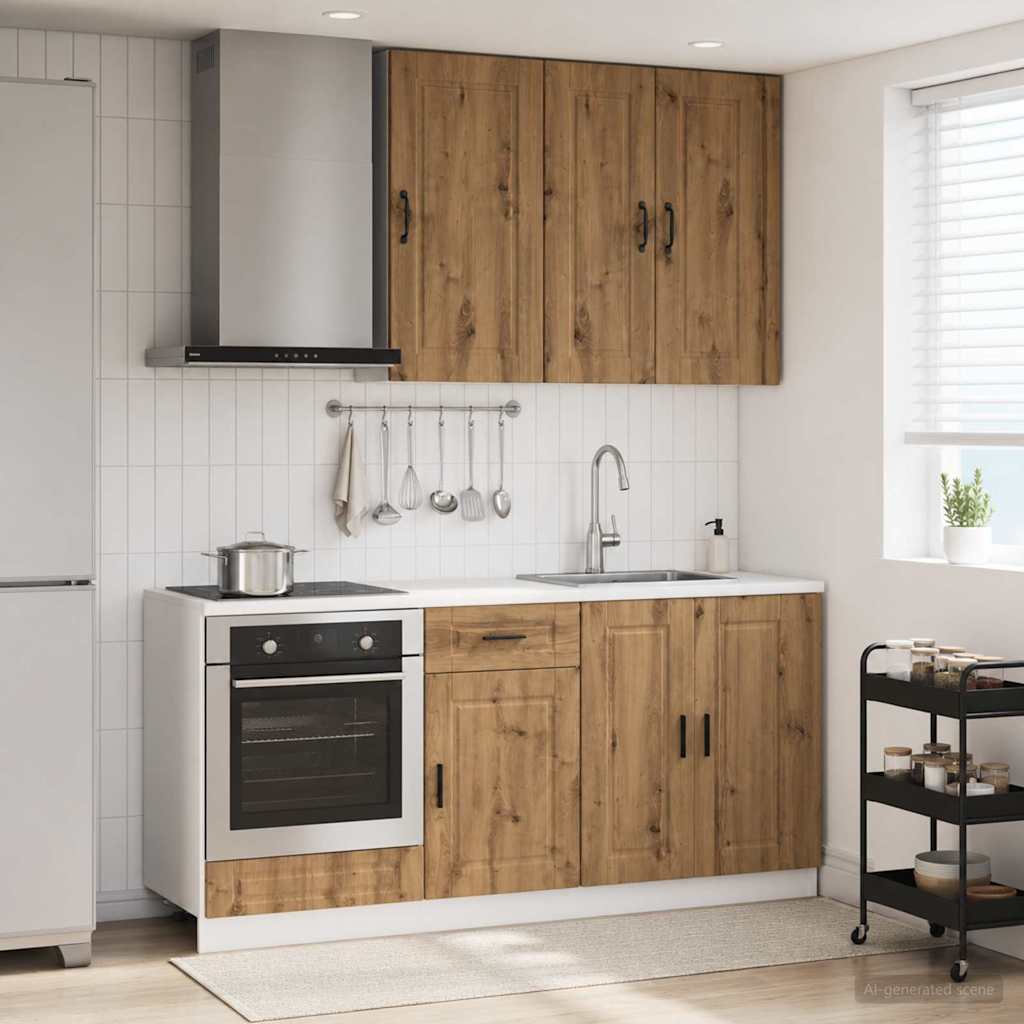 vidaXL Keukenblok PORTO 5 pcs Wit Bewerkt hout