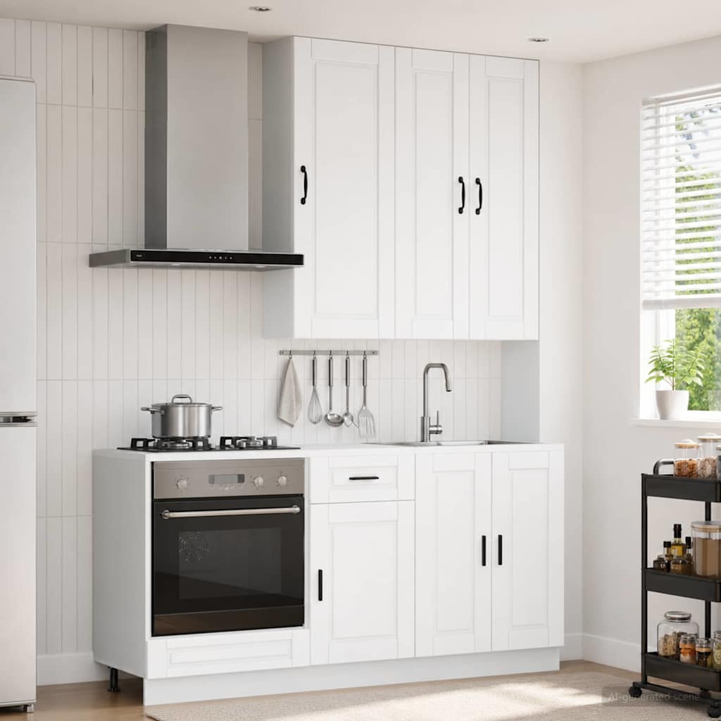 vidaXL Keukenblok PORTO 5 pcs Wit Bewerkt hout