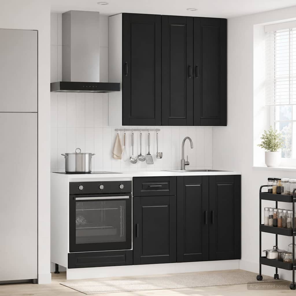 vidaXL Keukenblok PORTO 5 pcs Wit Bewerkt hout