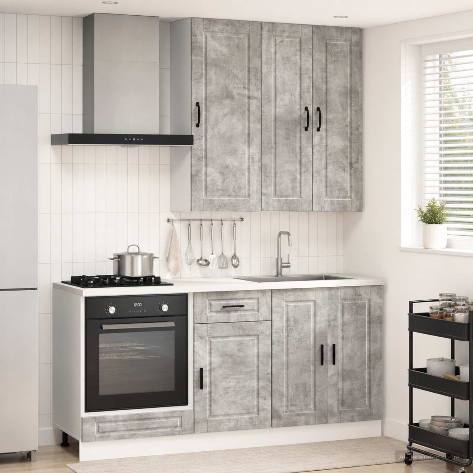 vidaXL Keukenblok PORTO 5 pcs Wit Bewerkt hout