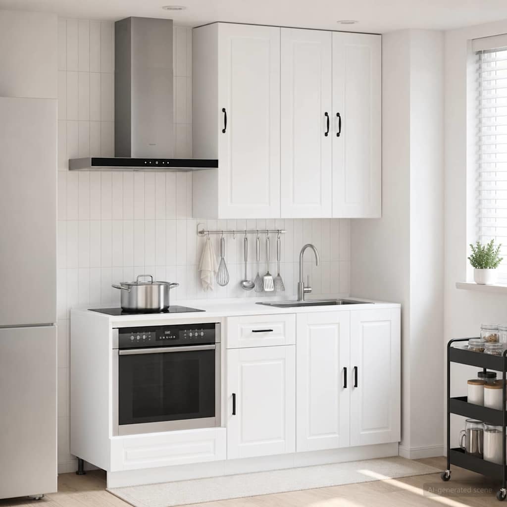 vidaXL Keukenblok PORTO 5 pcs Wit Bewerkt hout
