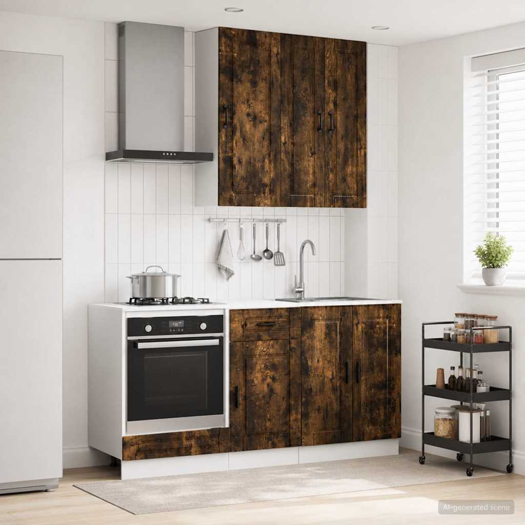 vidaXL Keukenblok PORTO 5 pcs Wit Bewerkt hout