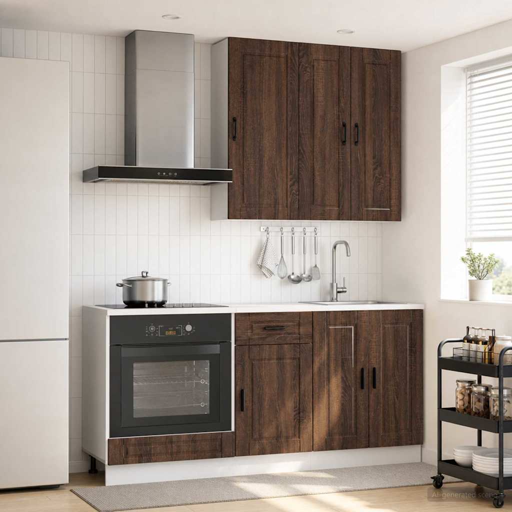 vidaXL Keukenblok PORTO 5 pcs Wit Bewerkt hout