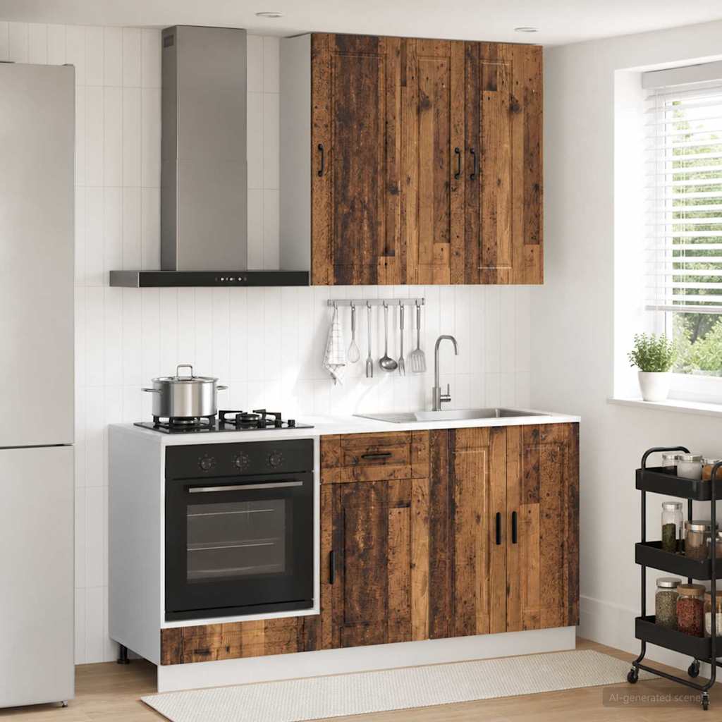 vidaXL Keukenblok PORTO 5 pcs Wit Bewerkt hout