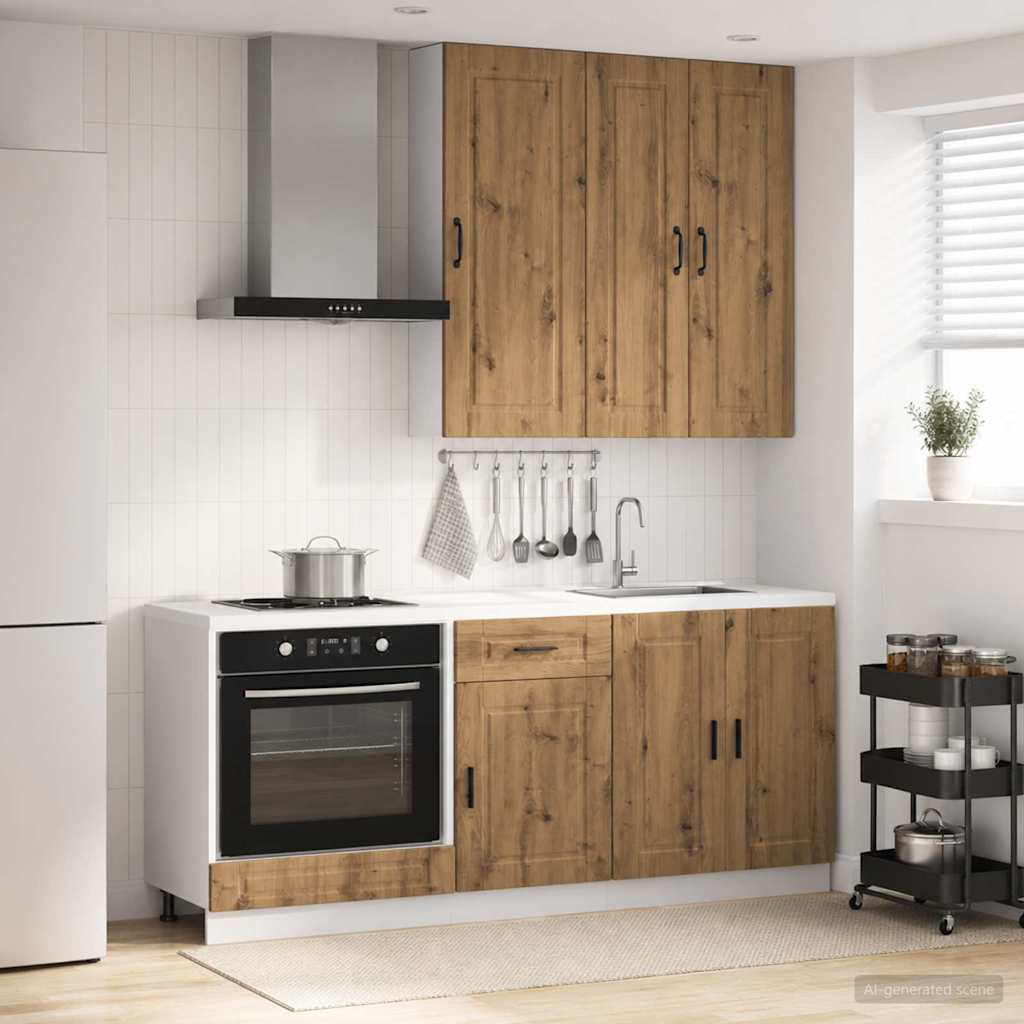 vidaXL Keukenblok PORTO 5 pcs Wit Bewerkt hout