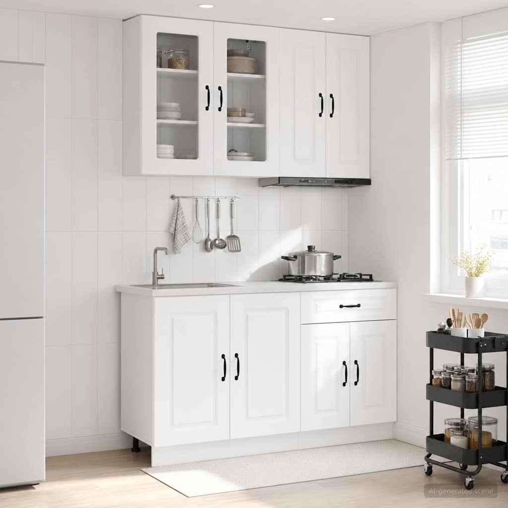 vidaXL Keukenblok KALMAR 4 pcs Wit Bewerkt hout