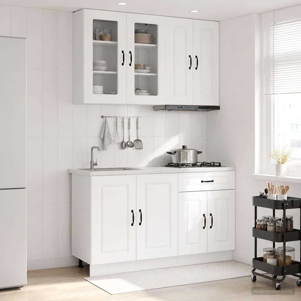 vidaXL Keukenblok KALMAR 4 pcs Wit Bewerkt hout