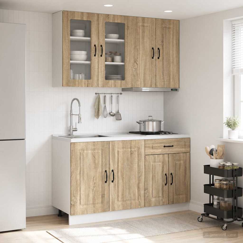 vidaXL Keukenblok KALMAR 4 pcs Wit Bewerkt hout