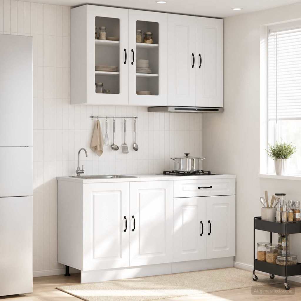 vidaXL Keukenblok KALMAR 4 pcs Wit Bewerkt hout