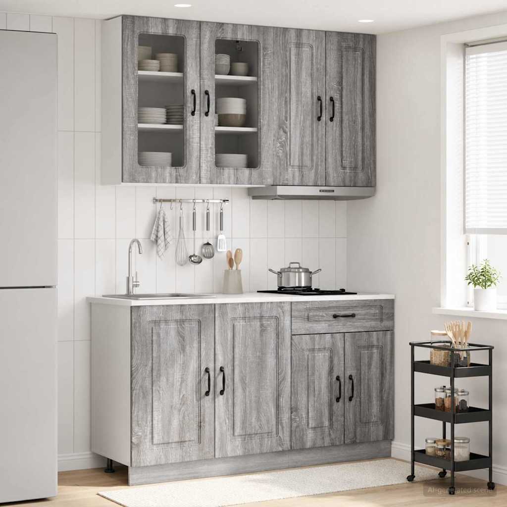 vidaXL Keukenblok KALMAR 4 pcs Wit Bewerkt hout