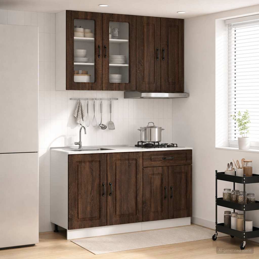 vidaXL Keukenblok KALMAR 4 pcs Wit Bewerkt hout
