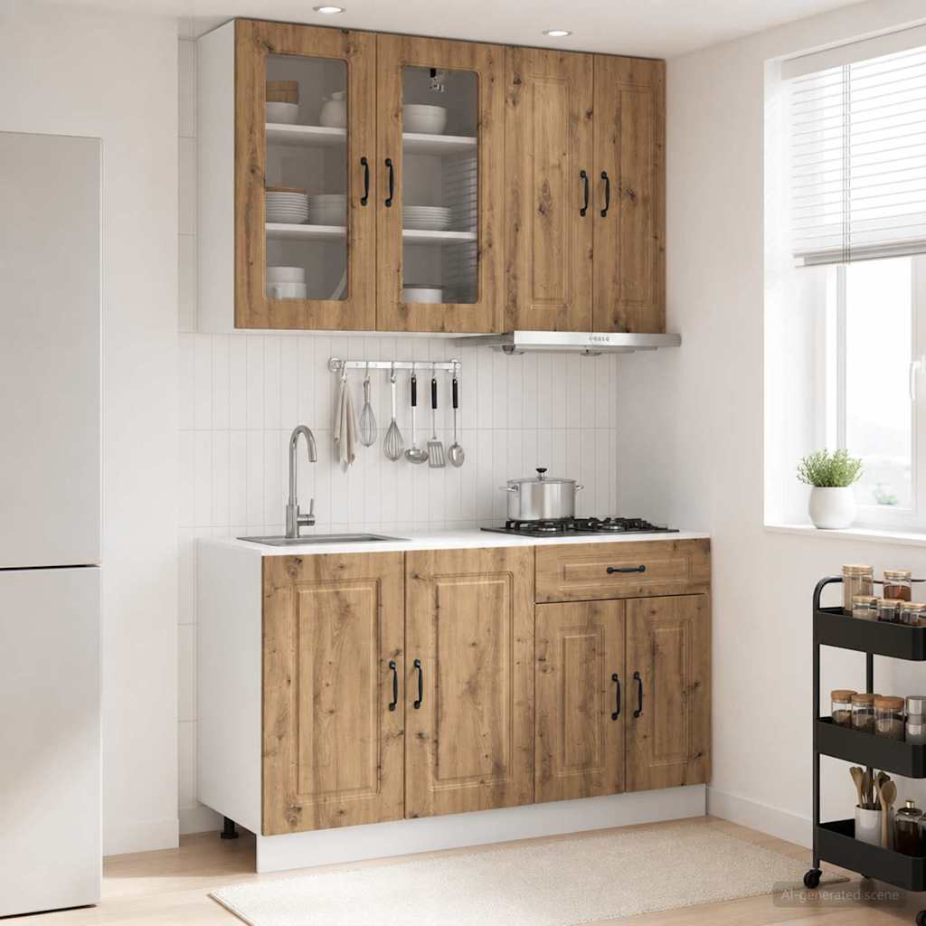 vidaXL Keukenblok KALMAR 4 pcs Wit Bewerkt hout