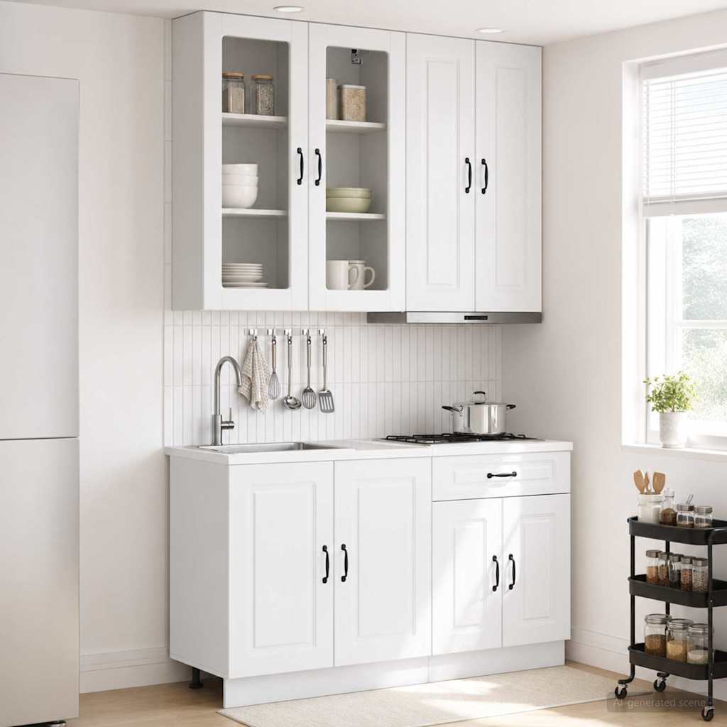 vidaXL Keukenblok KALMAR 4 pcs Wit Bewerkt hout