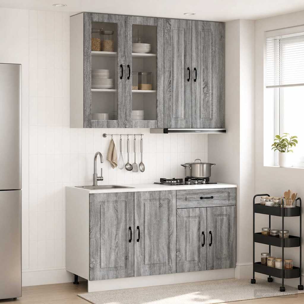 vidaXL Keukenblok KALMAR 4 pcs Wit Bewerkt hout