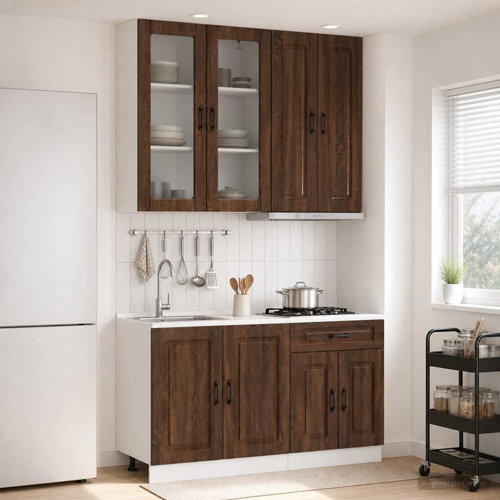 vidaXL Keukenblok KALMAR 4 pcs Wit Bewerkt hout