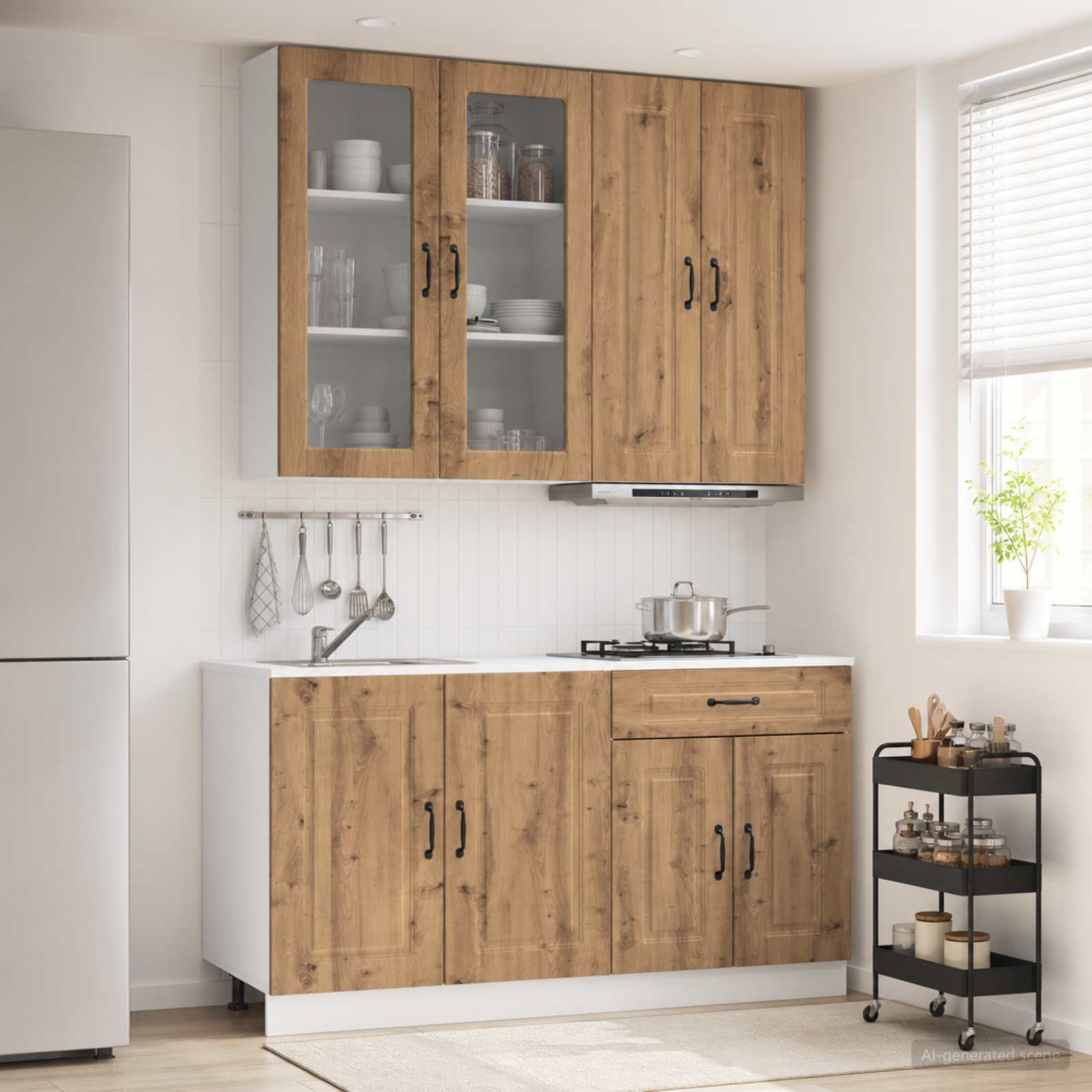 vidaXL Keukenblok KALMAR 4 pcs Wit Bewerkt hout