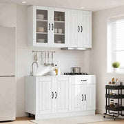 vidaXL Keukenblok LUCCA 4 pcs Wit Bewerkt hout