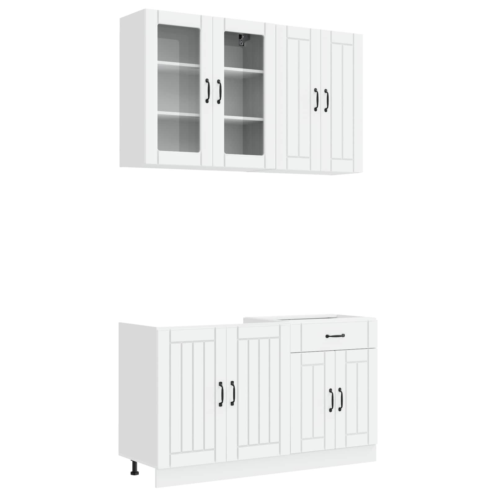 vidaXL Keukenblok LUCCA 4 pcs Wit Bewerkt hout