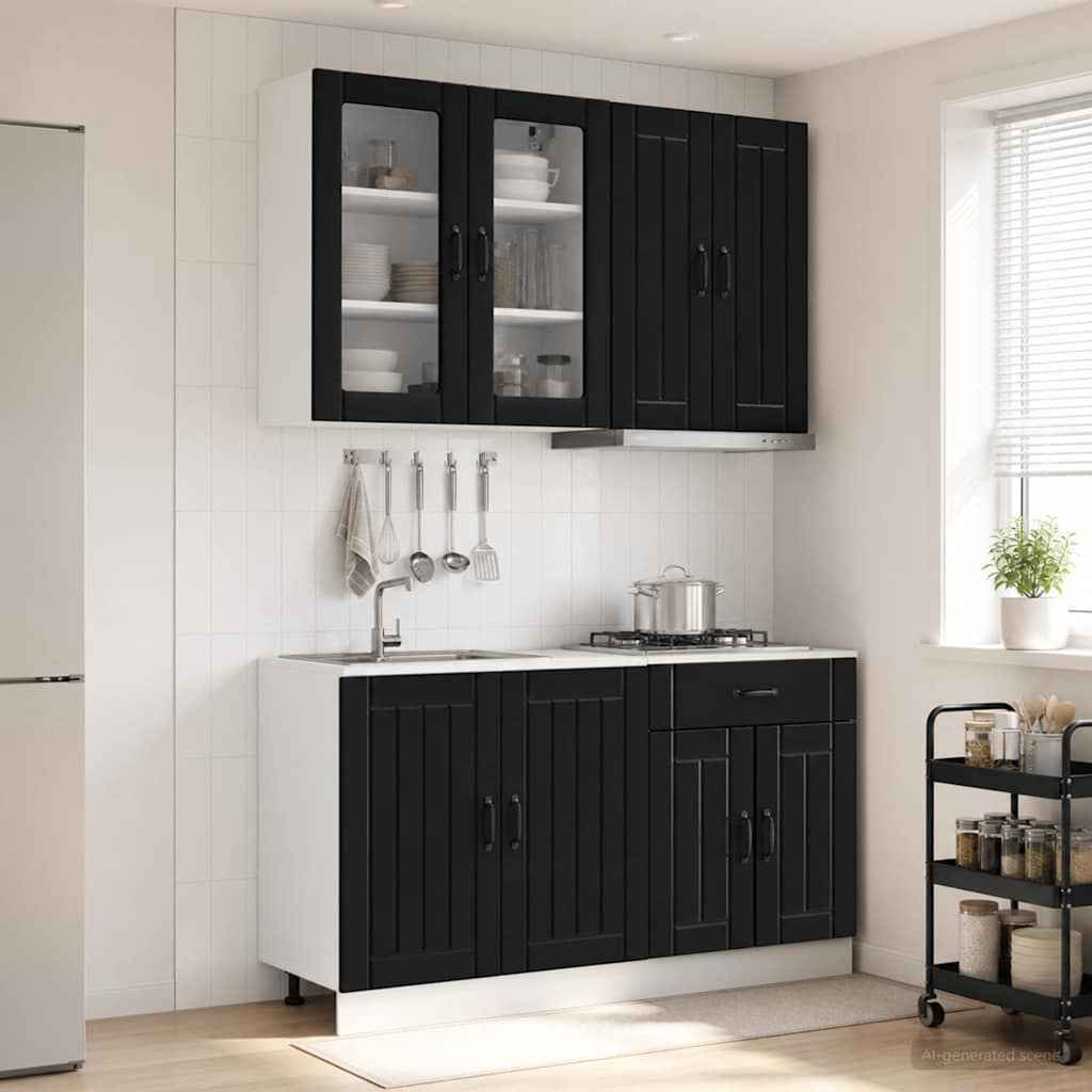 vidaXL Keukenblok LUCCA 4 pcs Wit Bewerkt hout