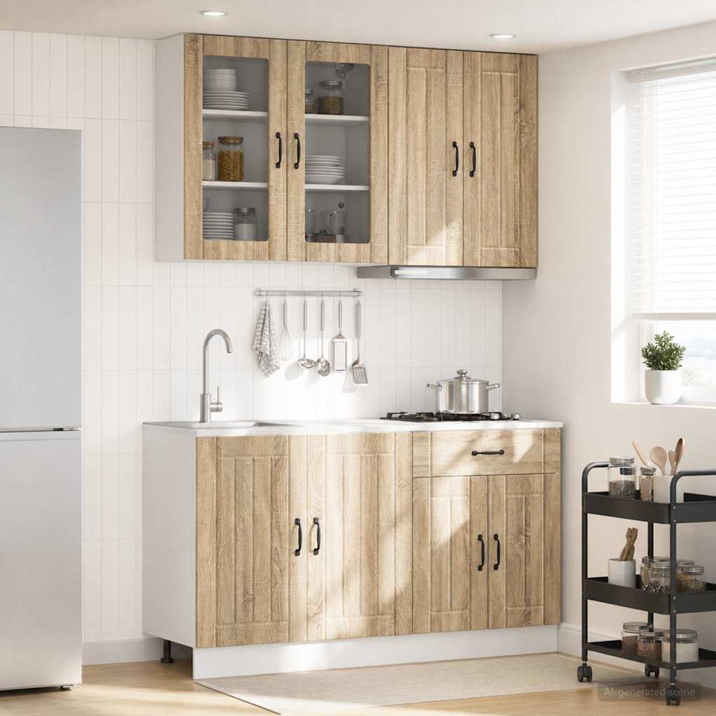 vidaXL Keukenblok LUCCA 4 pcs Wit Bewerkt hout