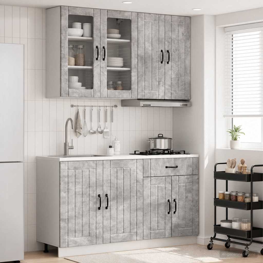 vidaXL Keukenblok LUCCA 4 pcs Wit Bewerkt hout