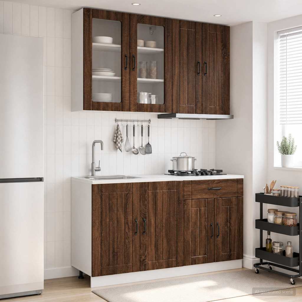 vidaXL Keukenblok LUCCA 4 pcs Wit Bewerkt hout