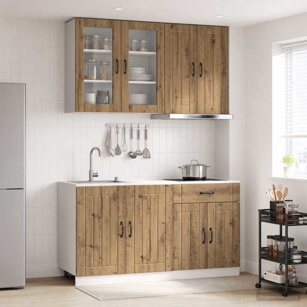 vidaXL Keukenblok LUCCA 4 pcs Wit Bewerkt hout