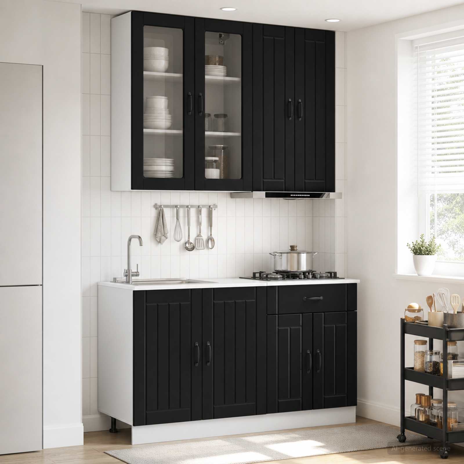 vidaXL Keukenblok LUCCA 4 pcs Wit Bewerkt hout