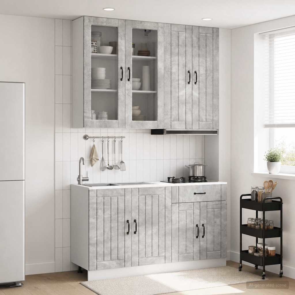 vidaXL Keukenblok LUCCA 4 pcs Wit Bewerkt hout