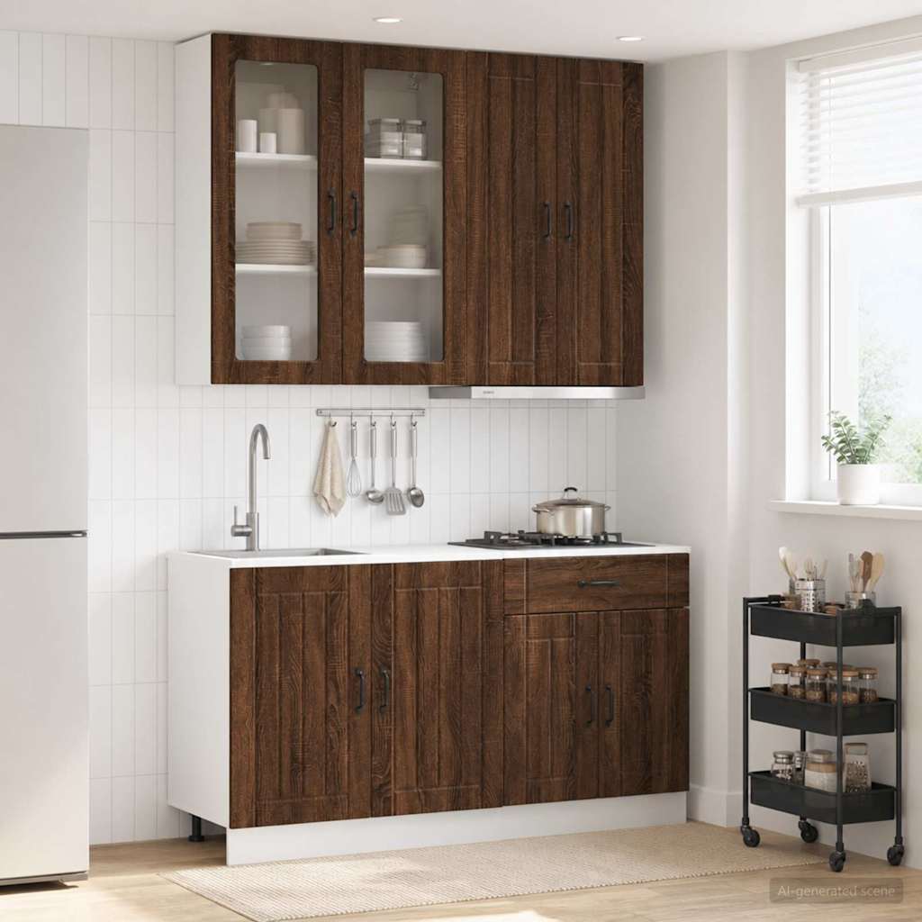 vidaXL Keukenblok LUCCA 4 pcs Wit Bewerkt hout