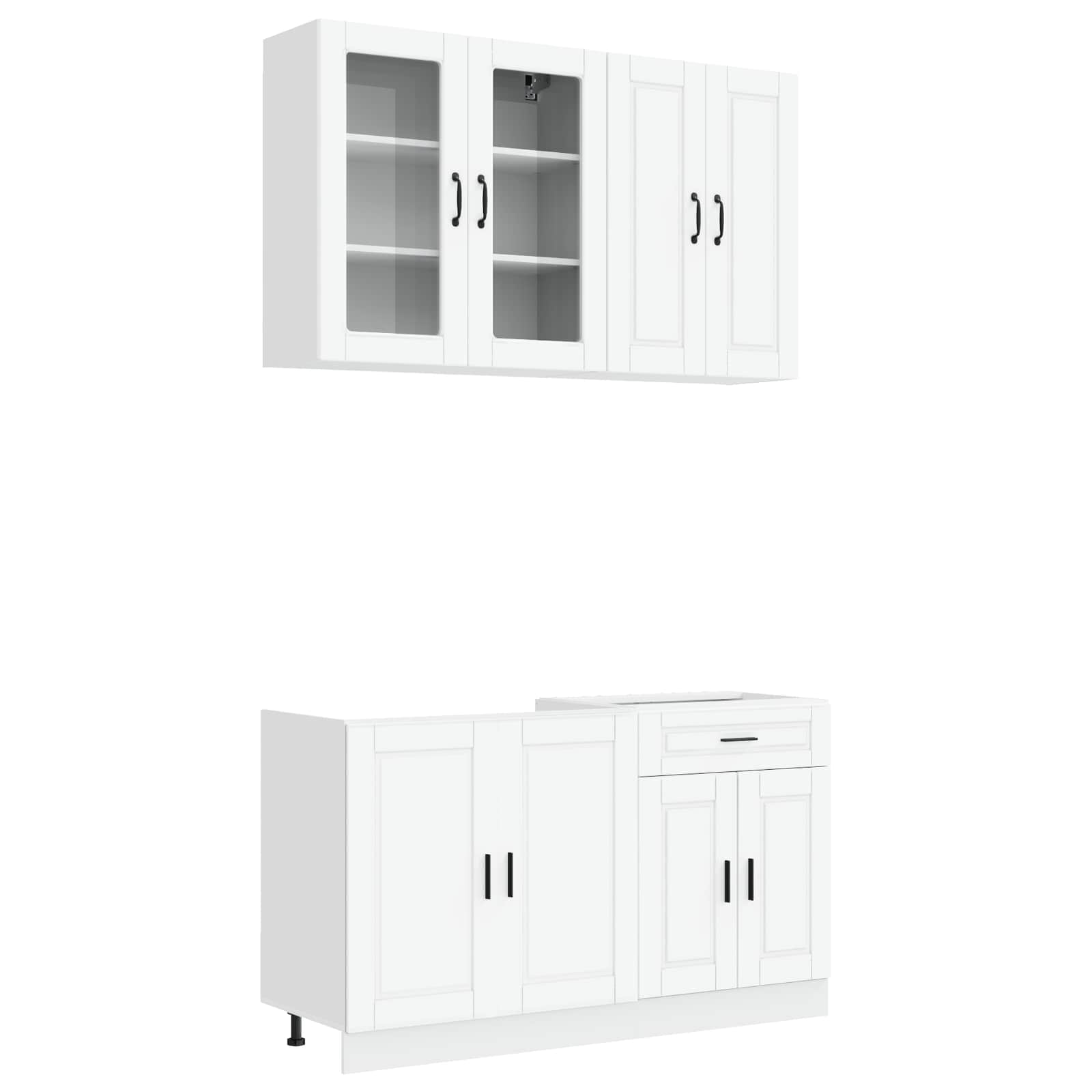 vidaXL Keukenblok PORTO 4 pcs Wit Bewerkt hout