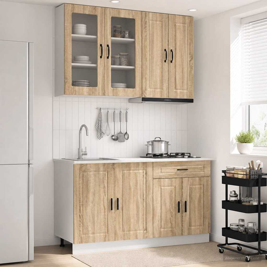 vidaXL Keukenblok PORTO 4 pcs Wit Bewerkt hout