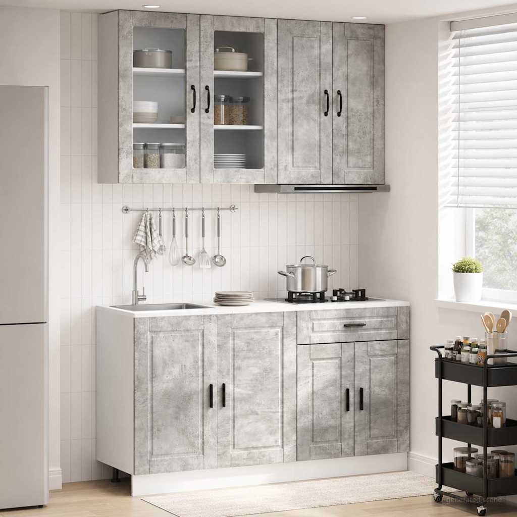 vidaXL Keukenblok PORTO 4 pcs Wit Bewerkt hout