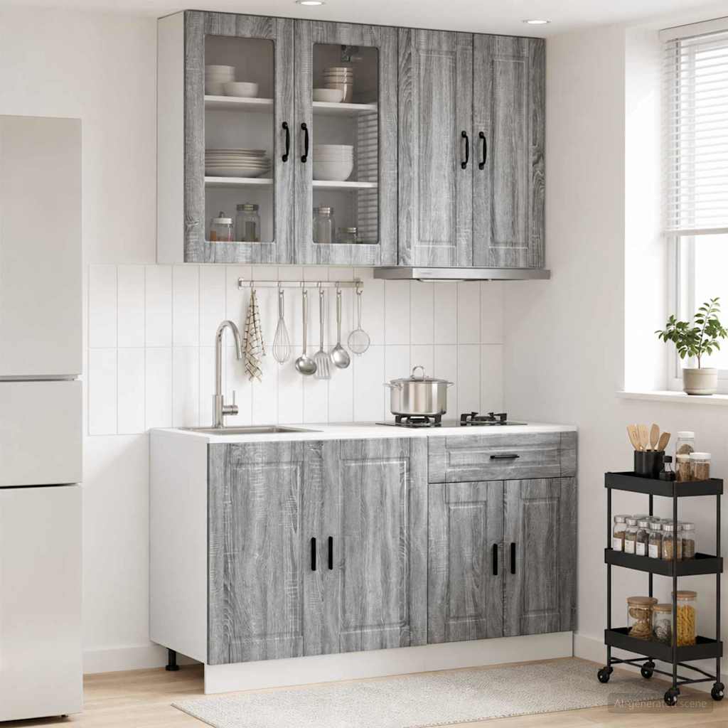 vidaXL Keukenblok PORTO 4 pcs Wit Bewerkt hout