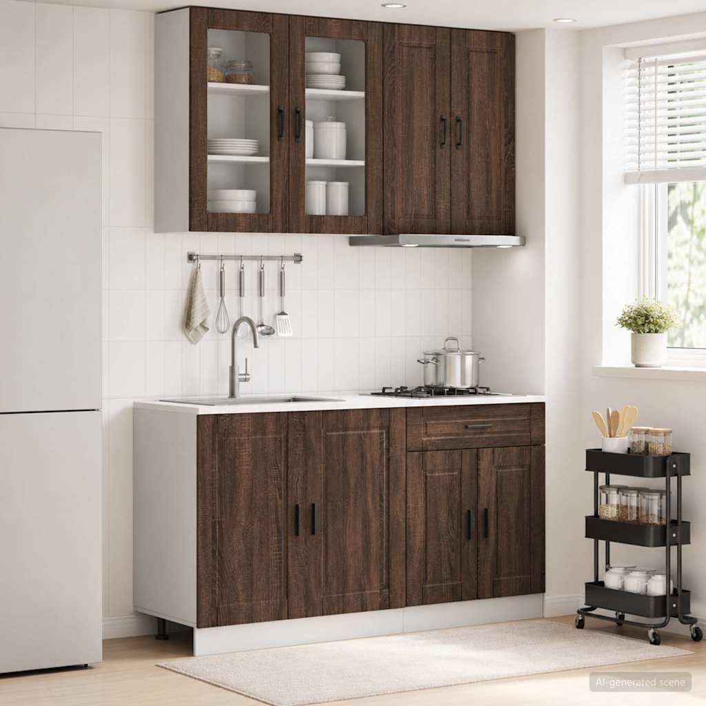 vidaXL Keukenblok PORTO 4 pcs Wit Bewerkt hout