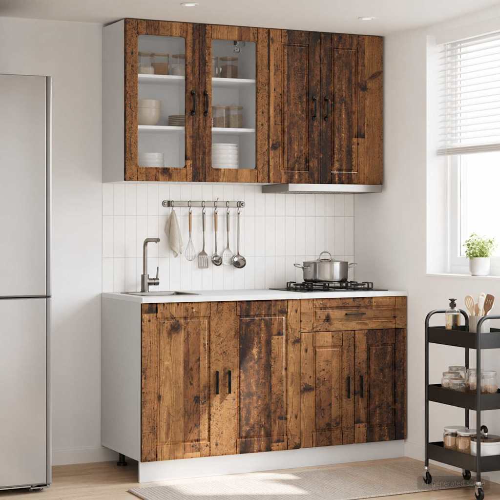 vidaXL Keukenblok PORTO 4 pcs Wit Bewerkt hout