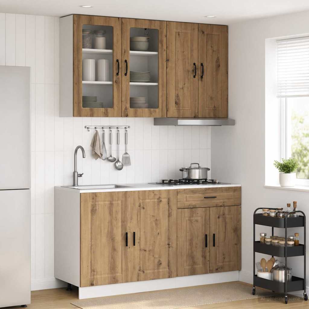 vidaXL Keukenblok PORTO 4 pcs Wit Bewerkt hout