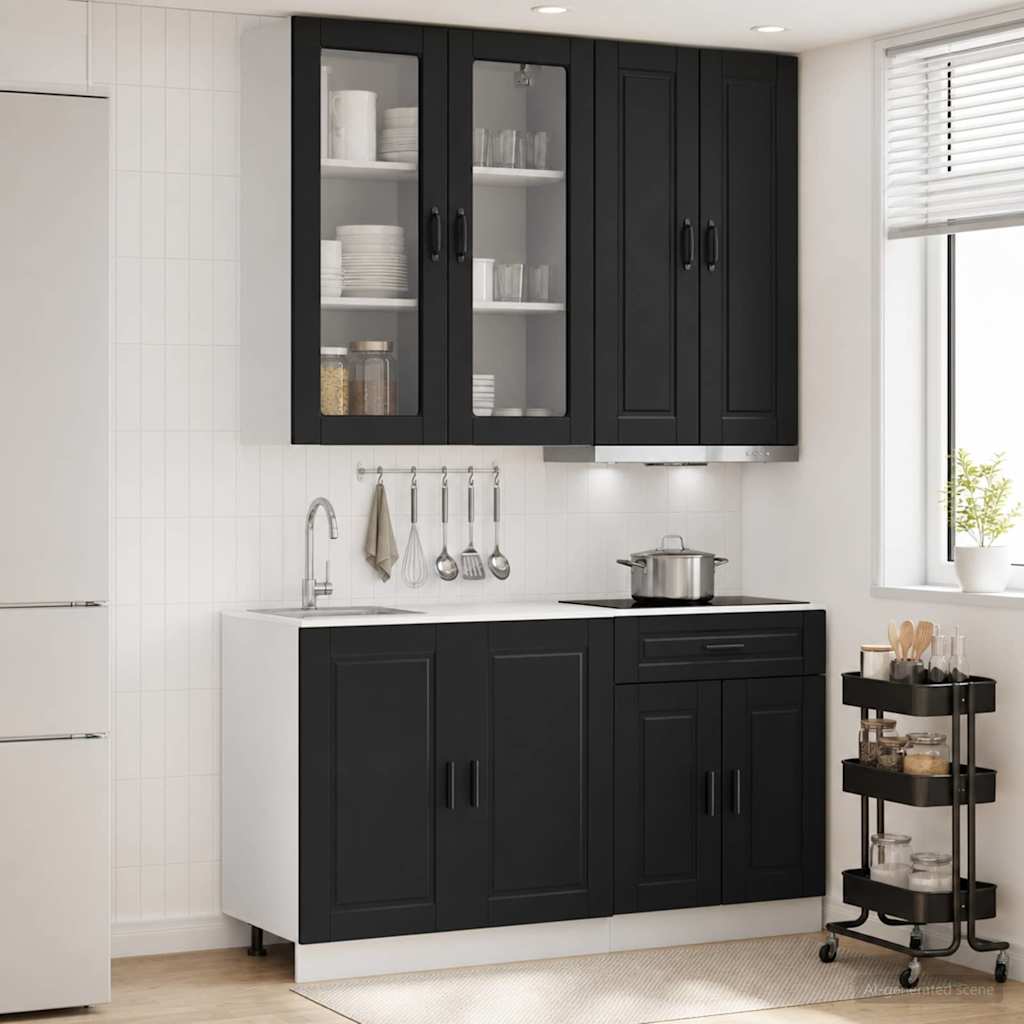 vidaXL Keukenblok PORTO 4 pcs Wit Bewerkt hout