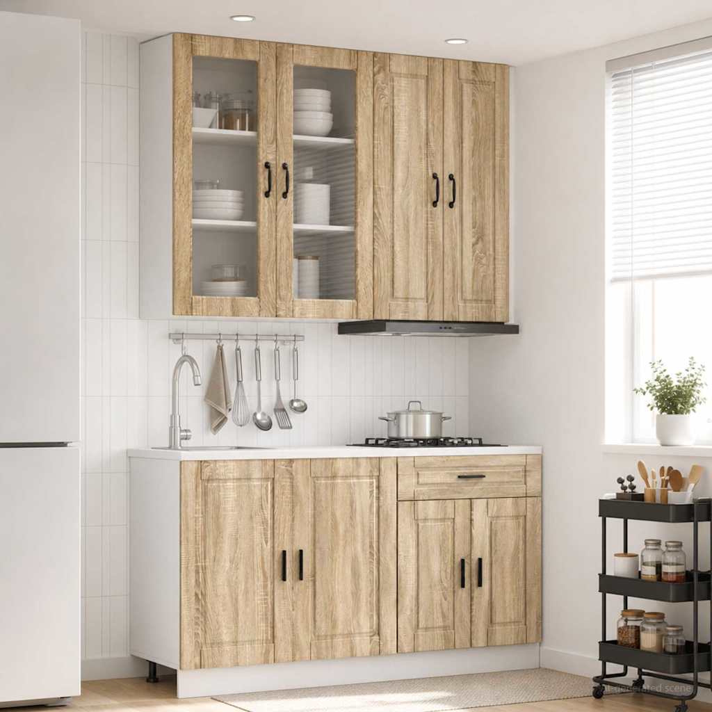 vidaXL Keukenblok PORTO 4 pcs Wit Bewerkt hout