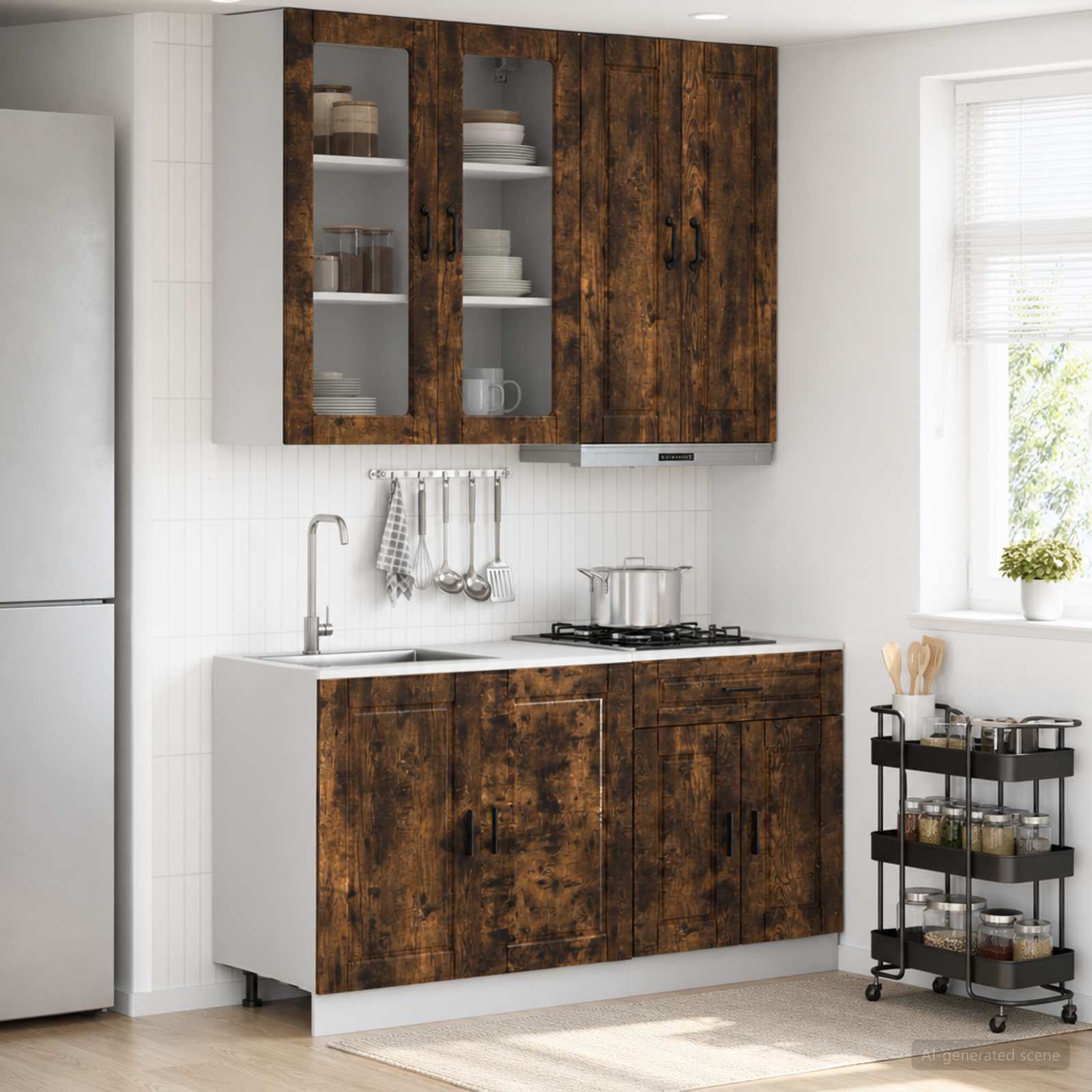 vidaXL Keukenblok PORTO 4 pcs Wit Bewerkt hout