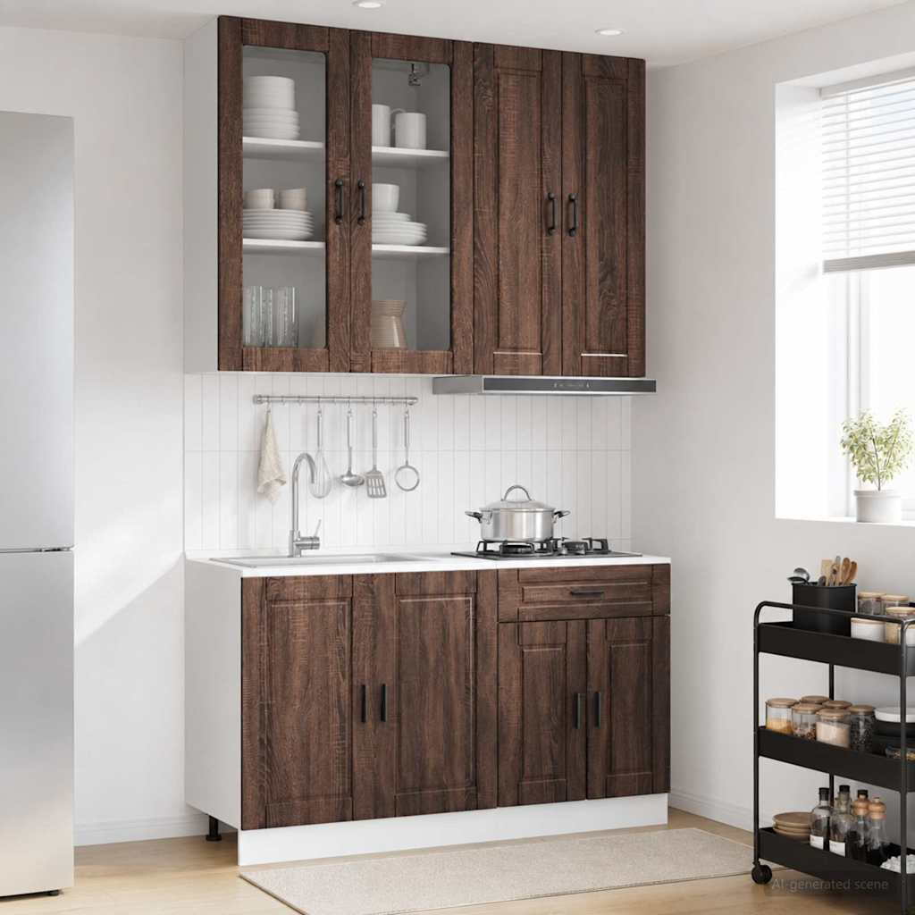 vidaXL Keukenblok PORTO 4 pcs Wit Bewerkt hout