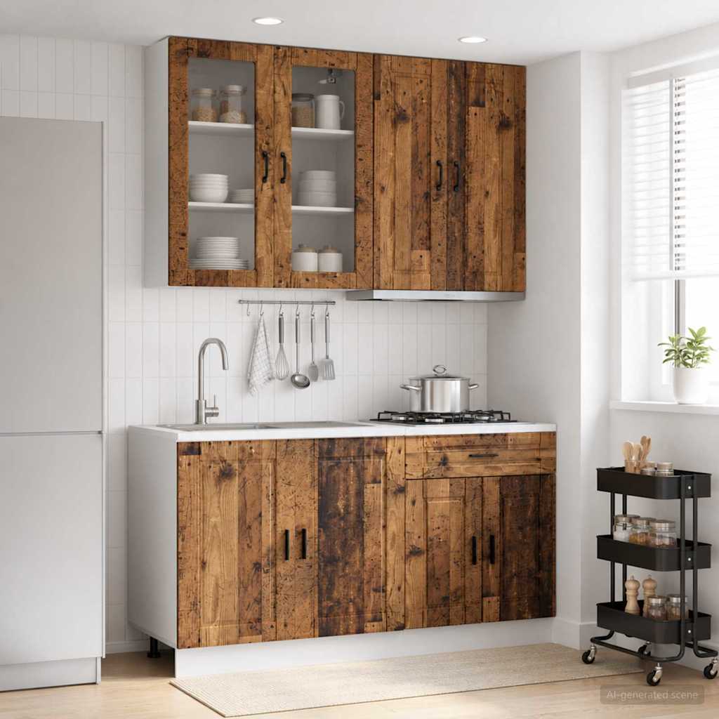 vidaXL Keukenblok PORTO 4 pcs Wit Bewerkt hout