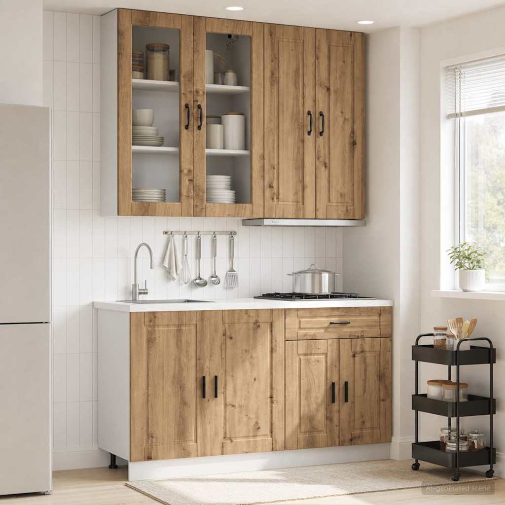 vidaXL Keukenblok PORTO 4 pcs Wit Bewerkt hout