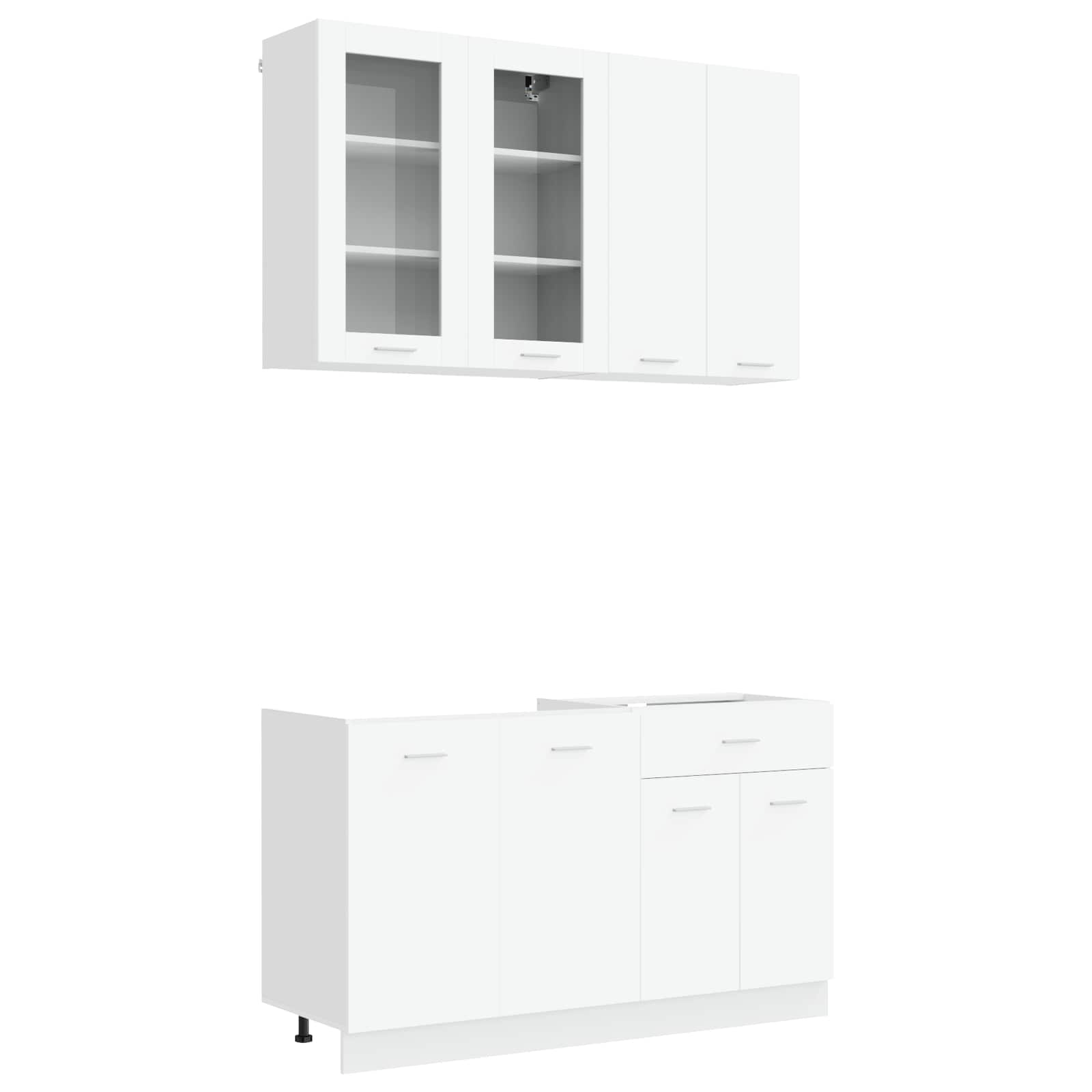 vidaXL Keukenblok LYON 4 pcs Wit Bewerkt hout