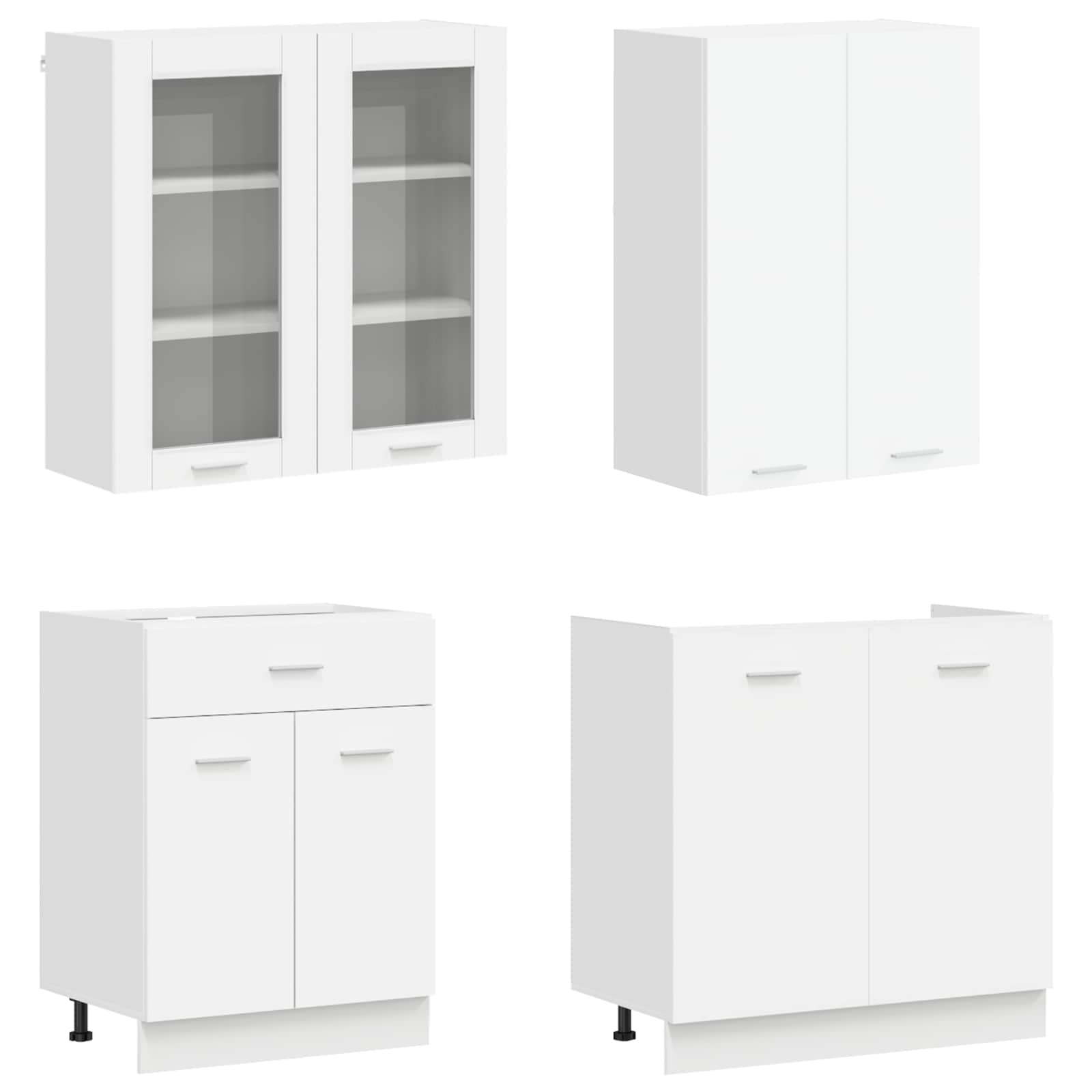 vidaXL Keukenblok LYON 4 pcs Wit Bewerkt hout
