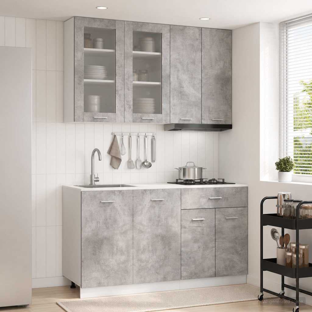 vidaXL Keukenblok LYON 4 pcs Wit Bewerkt hout
